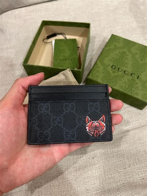 gucci card case wolf|Gucci card case women.